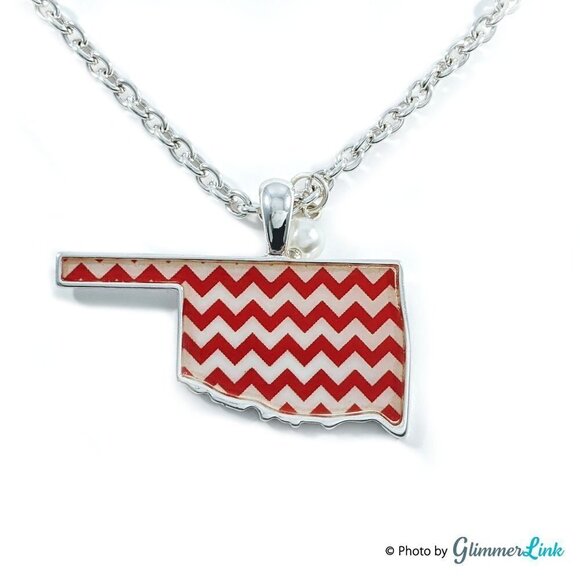 NWT Icon Collection Oklahoma Chevron Map Necklace - Picture 2 of 11